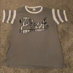 WOMENS VS PINK SHORT SLEEVE BASEBALL T size large